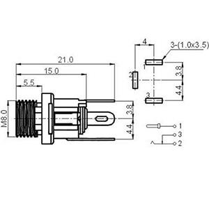 5.5 x 2.5mm DC Power Supply Jack Socket Female Panel Mount Connector 3-Pin