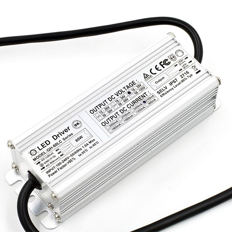 80W 2100mA waterproof constant current LED driver