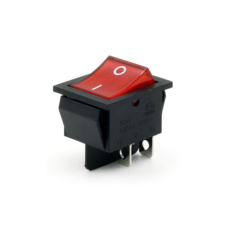 KCD4 DPST 4Pin On-Off Red Light Panel Rocker Switch 15A/250V 20A/125V ...