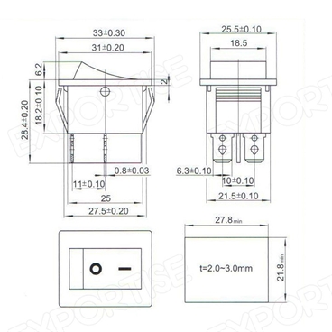 KCD4 DPST 4Pin On-Off Red Light Panel Rocker Switch 15A/250V 20A/125V