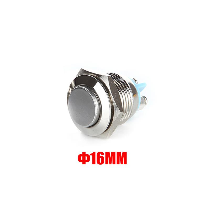 16mm Waterproof Momentary Stainless Steel Metal Push Button Switches 250V 3A 1NO SPST