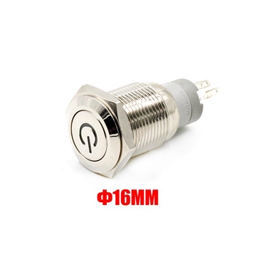 16mm LED Power Symbol Push Button Metal Momentary Switch