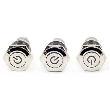 16mm LED Power Symbol Push Button Metal Momentary Switch