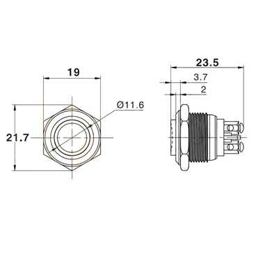 16mm Waterproof Momentary Stainless Steel Metal Push Button Switches 250V 3A 1NO SPST