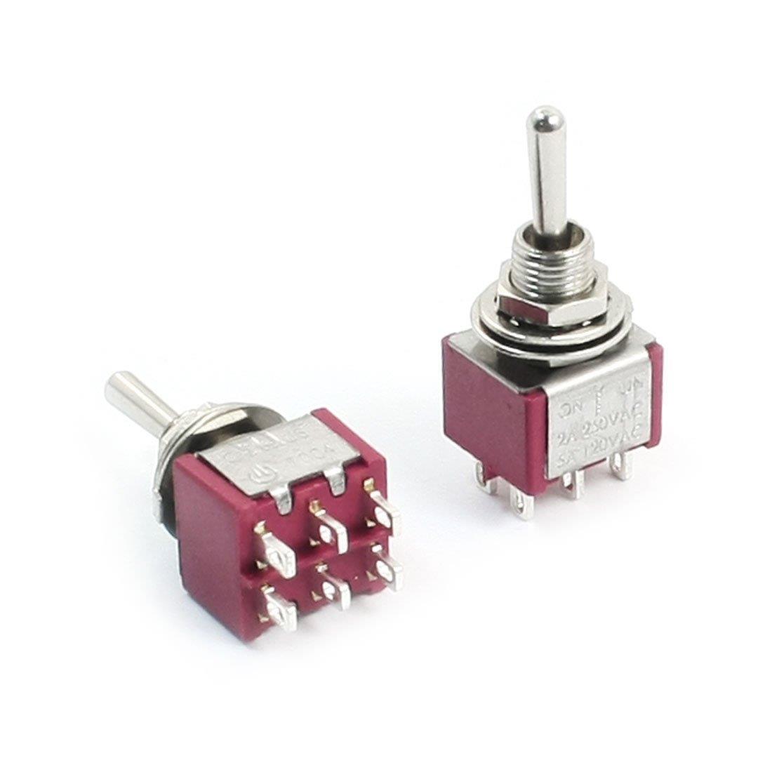 AC 250V/2A 120V/5A DPDT ON-ON 6pin Latching Toggle Switch