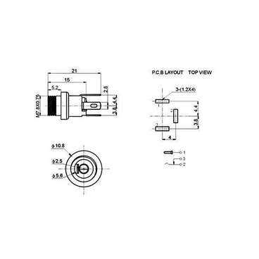 5.5 x 2.1mm DC Power Supply Jack Socket Female Panel Mount Connector 3-Pin