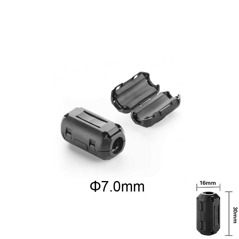 Clip-on Ferrite Ring Core RFI EMI Noise Suppressor Cable Clip for 7mm Diameter Cable, Black