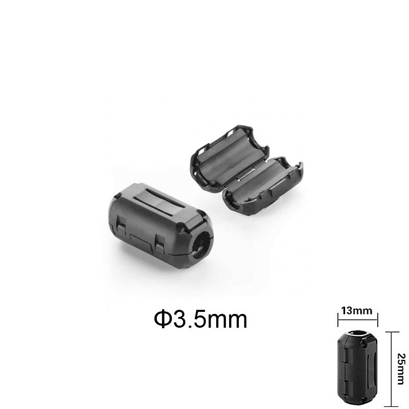 Clip-on Ferrite Ring Core RFI EMI Noise Suppressor Cable Clip for 3.5mm Diameter Cable, Black