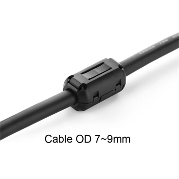 Clip-on Ferrite Ring Core RFI EMI Noise Suppressor Cable Clip for 9mm Diameter Cable, Black