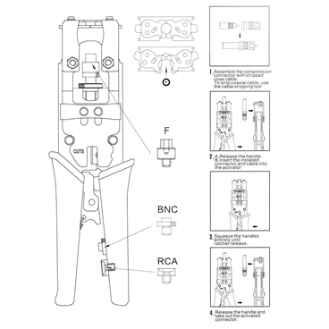Adjustable Coax Compression Connector Crimping Tool for BNC RCA F RG59 RG6 Coaxial