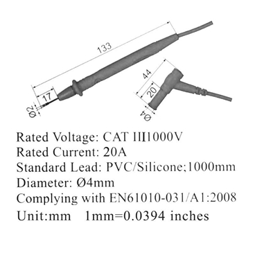 1 Pair CAT III 1000V 20A Electronic Test Leads Digital Multimeter Accessory