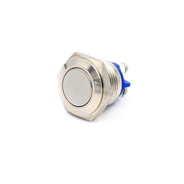 16mm Waterproof Momentary Stainless Steel Metal Push Button Switch Flat Top 250V 3A 1NO SPST