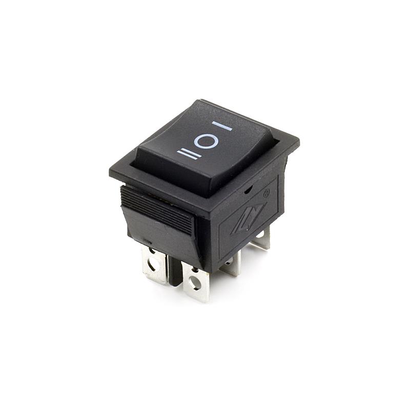 6 Pin DPDT Black Button On/Off/On Rocker Switch