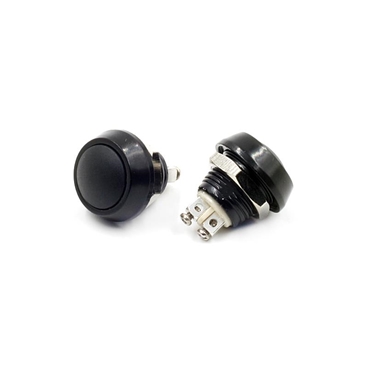 12mm Waterproof Push Button Mini Round Switch Black Plating 2PIN with Screws