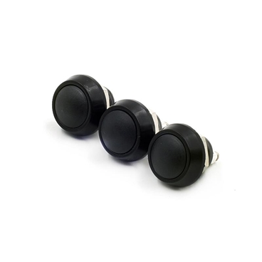12mm Waterproof Push Button Mini Round Switch Black Plating 2PIN with Screws