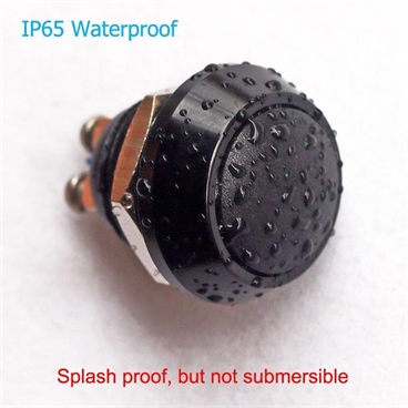 12mm Waterproof Push Button Mini Round Switch Black Plating 2PIN with Screws