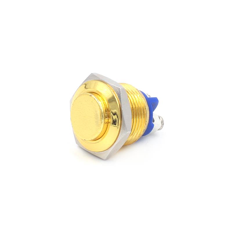 16mm High Top Metal Latching Push Button Switch Momentary Screw Terminal Gold