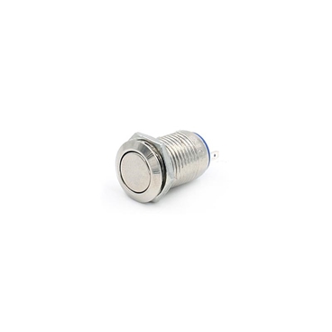 12mm SPST Flat Head Momentary Action Metal Push Button Switch, 2 Soldering PIN