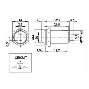 12mm Self-locking Latching Stainless Steel Metal Push Button Switch High Flush 2A 36VDC