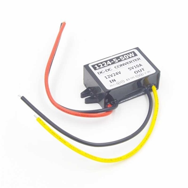 50W Waterproof DC-DC Converter for Car Truck Vehicle, DC 12/24V Step-Down to DC 5V 10A