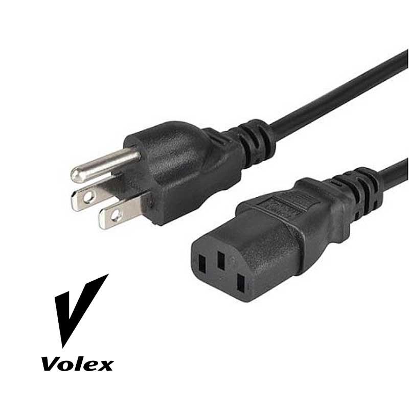 Volex Power Cord - US 3 Pin Plug to C13 IEC Mains Lead Cable 3m for Servers