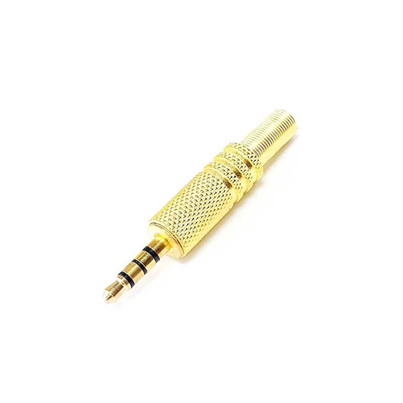 3.5mm 4 Pole TRRS Male Gold Plate Plug Headphone Audio AWG 6 Gauge