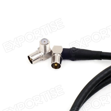 F Right Angle PAL Male to Female Jack Connector for Satellite TV