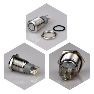 16mm Momentary Push Button Switch with 12V LED Ring Light