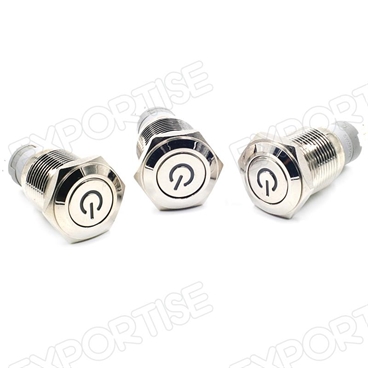 16mm LED Power Symbol Push Button Metal Self-locking Latching Switch