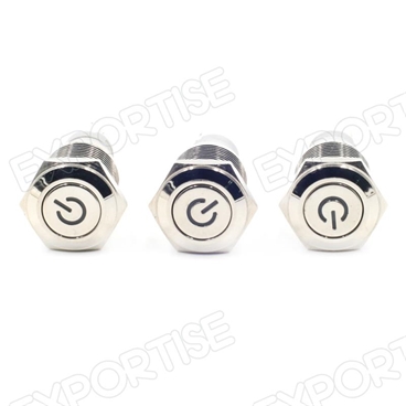 16mm LED Power Symbol Push Button Metal Self-locking Latching Switch