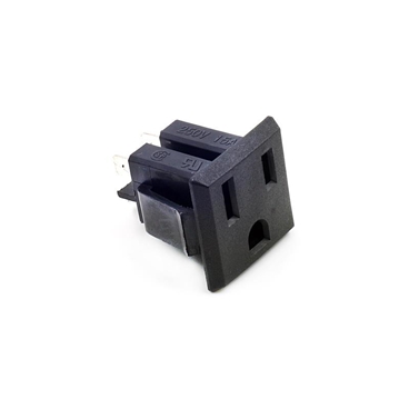 USA 3 Pins Panel Mount Power Socket Plug Black AC 125V 15A