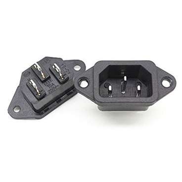 Screw Mount 3 Pins IEC320 C14 Inlet Power Plug Socket AC 250V 10A Black