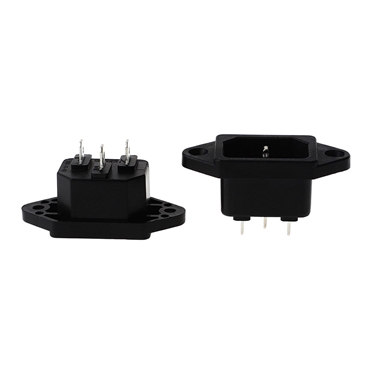 Screw Mount 3 Pins IEC320 C14 Inlet Power Plug Socket AC 250V 10A Black