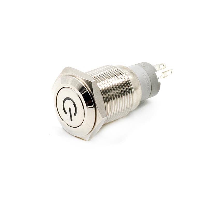 16mm LED Power Symbol Push Button Metal Momentary Switch