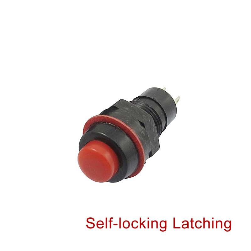 10mm Red/Black Round Cap Push Button Self-locking Latching Switch