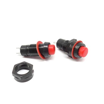 10mm Red/Black Round Cap Push Button Self-locking Latching Switch