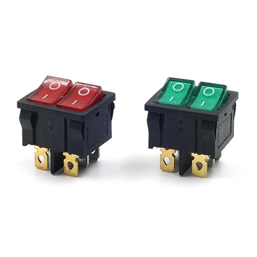 Double SPST On/off Snap in Boat Rocker Switch 6 Pin Red Green Light