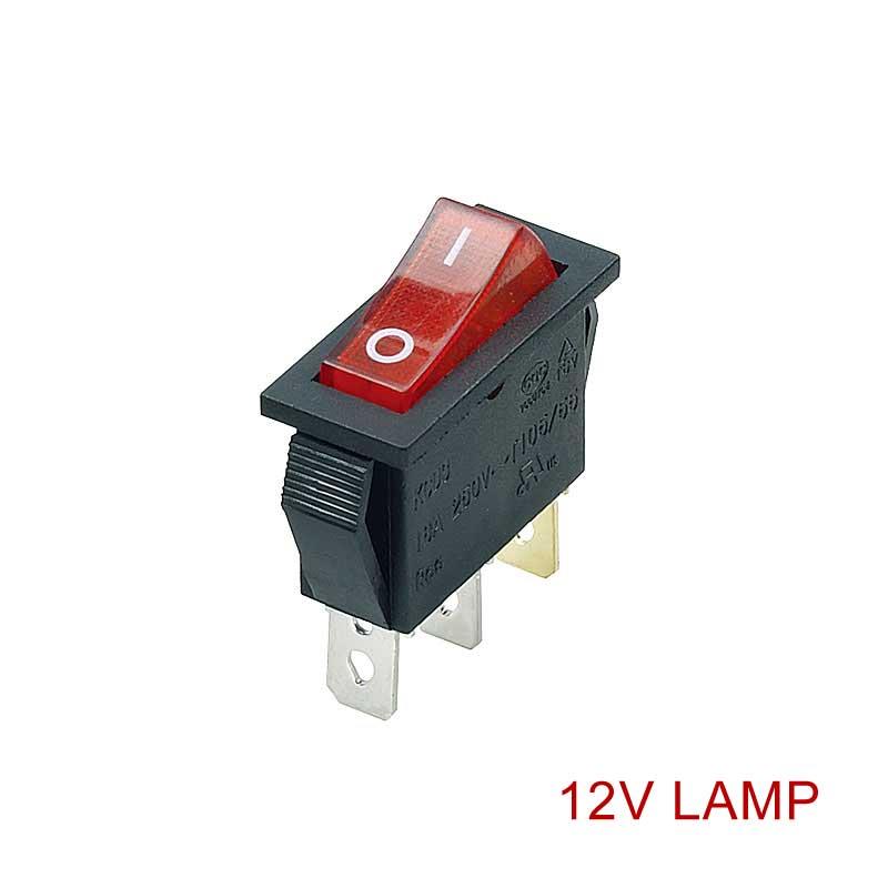 3 Pin 2 Position Red/Green LED ON/OFF Rocker Switch KCD3 - 12V LED Light