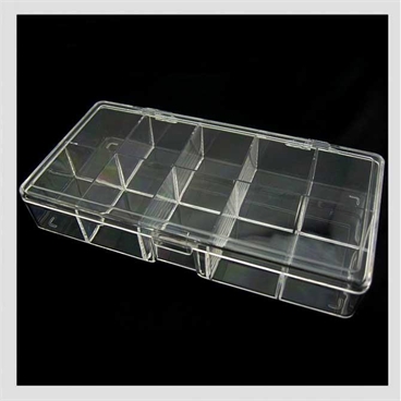 10 Compartments Rectangle Clear Polystyrene Plastic Sorting Box, 180x95x30mm