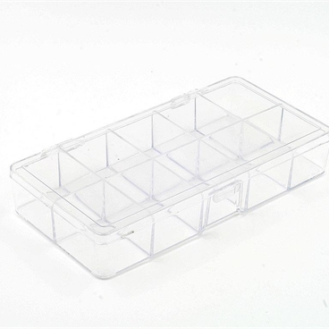 10 Compartments Rectangle Clear Polystyrene Plastic Sorting Box, 180x95x30mm