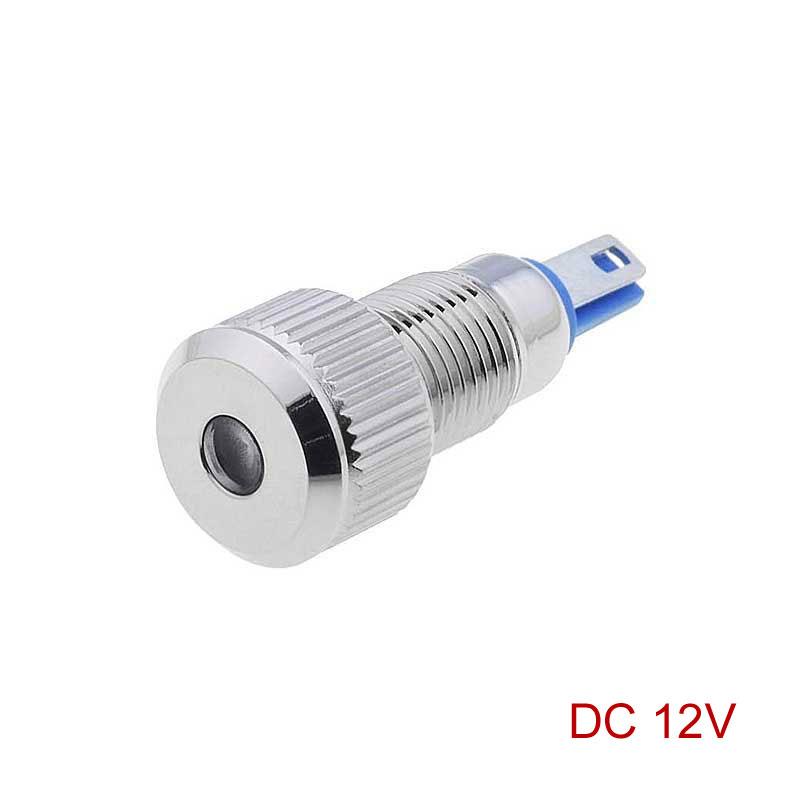 DC12V 8mm IP67 Thread Dia Metal Shell LED Signal Indicator Light