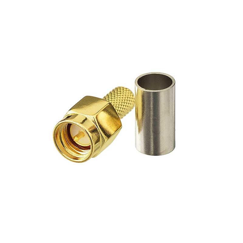 SMA Male Plug Crimp Connector for RG58 RG142 RG400 LMR195 Cable