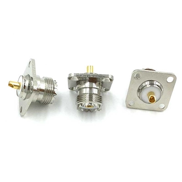UHF SO 239 Female 4 Hole Panel Mount RF Connector with Solder Cup