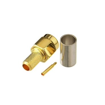 SMA Male Plug Crimp Connector for RG58 RG142 RG400 LMR195 Cable