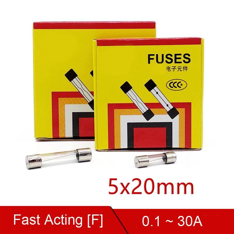Fast-Blow Glass Fuses 5 x 20 mm, 100pcs/box
