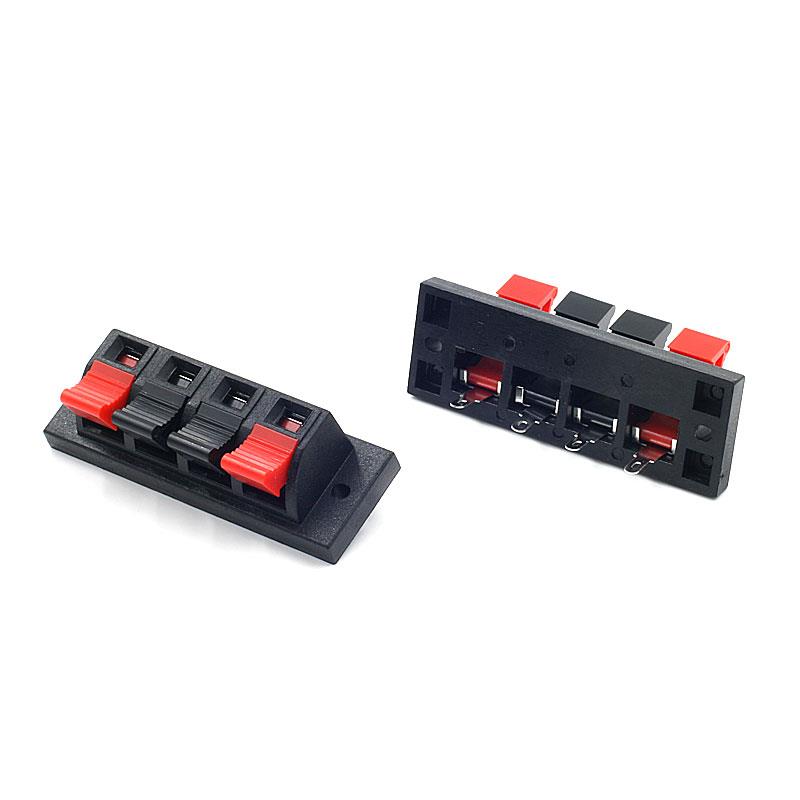 Push In Type Right Angle Stereo Speaker Terminal Strip Board Connector 4 Positions for Speaker Parts