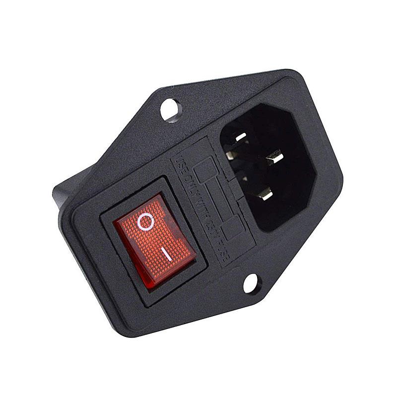 Inlet Module Plug 5A Fuse Switch Male Power Socket 10A 250V 3 Pin IEC320 C14