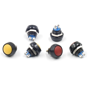 12mm Waterproof Push Button Mini Round Switch Black Plating 2PIN with Screws