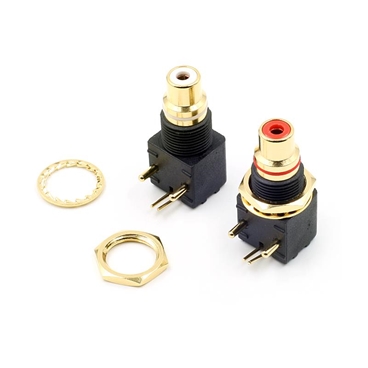 Gold Plated 90 Degree RCA Panel Mount Female Plug [1 Pair]