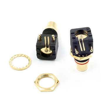 Gold Plated 90 Degree RCA Panel Mount Female Plug [1 Pair]